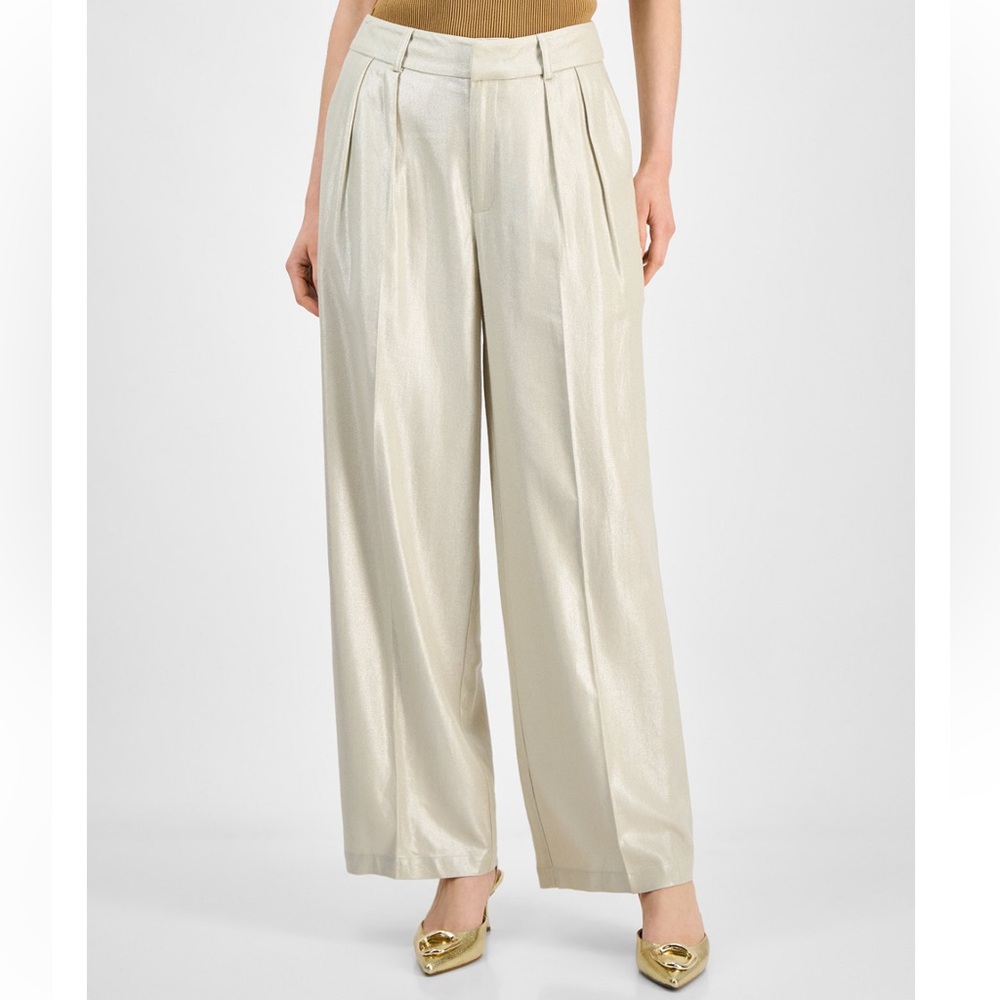🆕 Metallic Linen-Blend Pants, size 10
